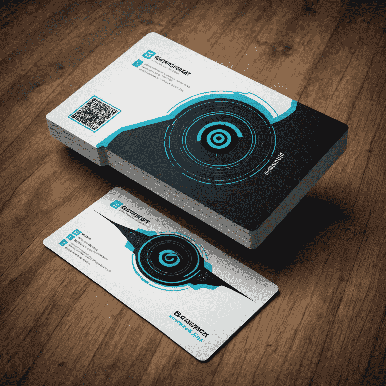 A designer creating a unique business card with futuristic elements and brand logo