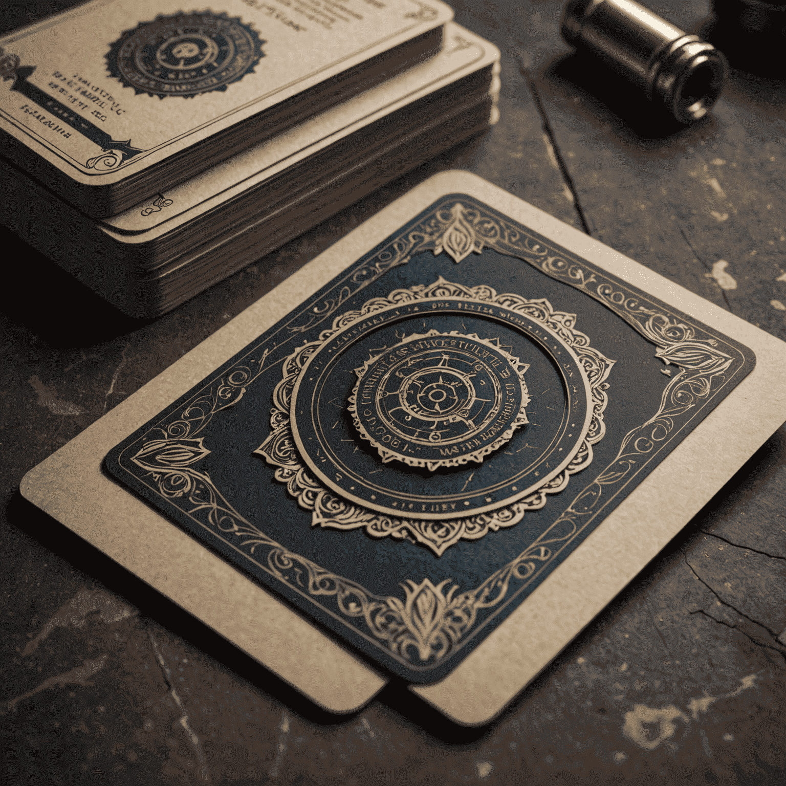 Various custom card designs showcasing innovative materials and printing techniques