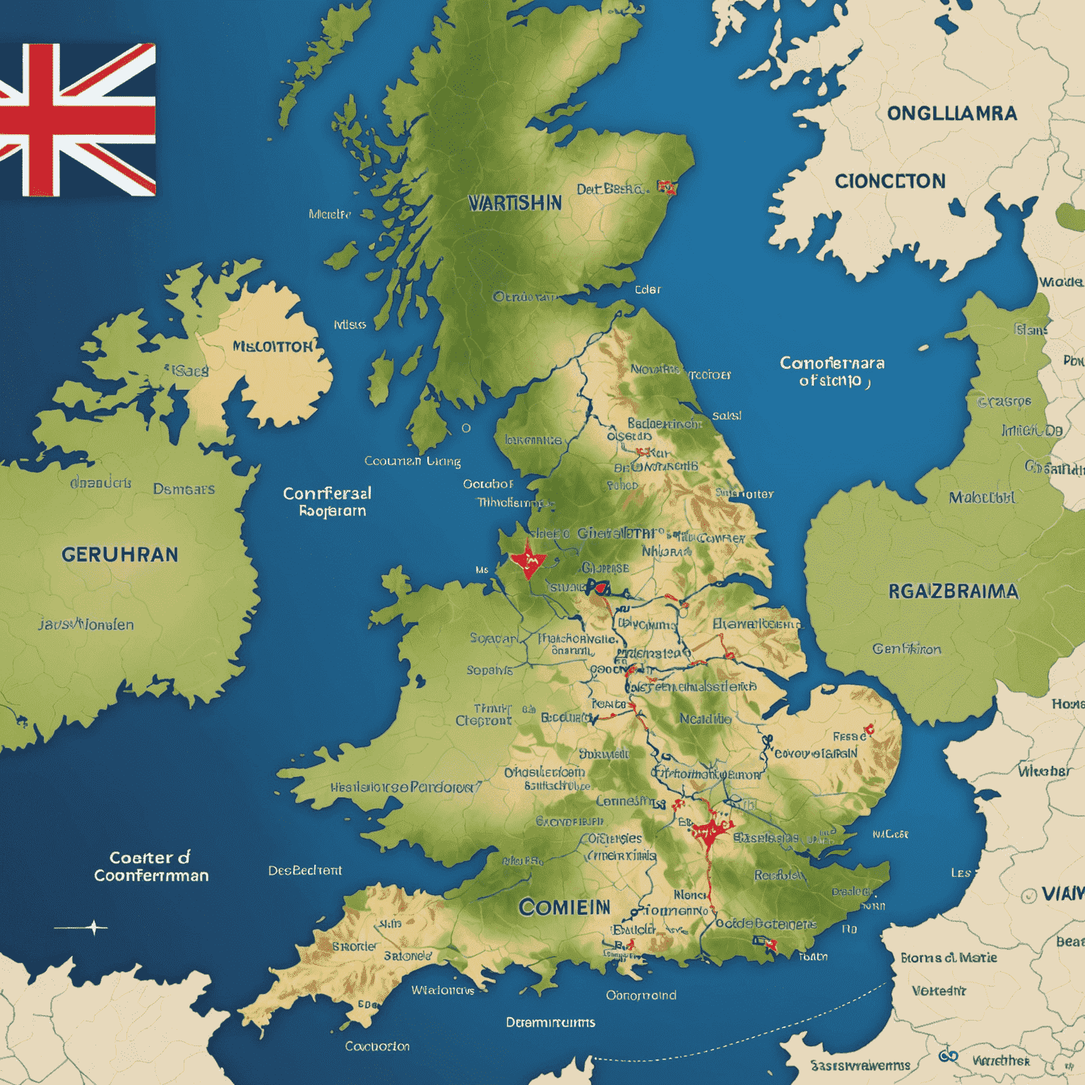 Map of Great Britain with Comferma's new office locations highlighted